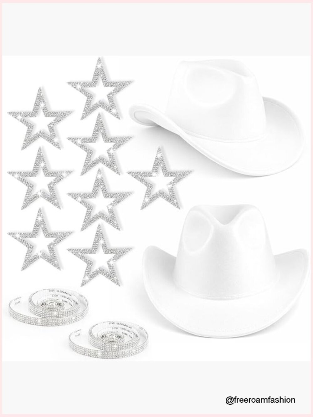 Cowboy Hat with Rhinestone DIY Decor Set for Women Sparkly Cowgirl Hat Western